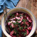 Salade de betterave, radis noir et champignon