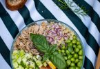salade composée au quinoa, thon et pamplemousse
